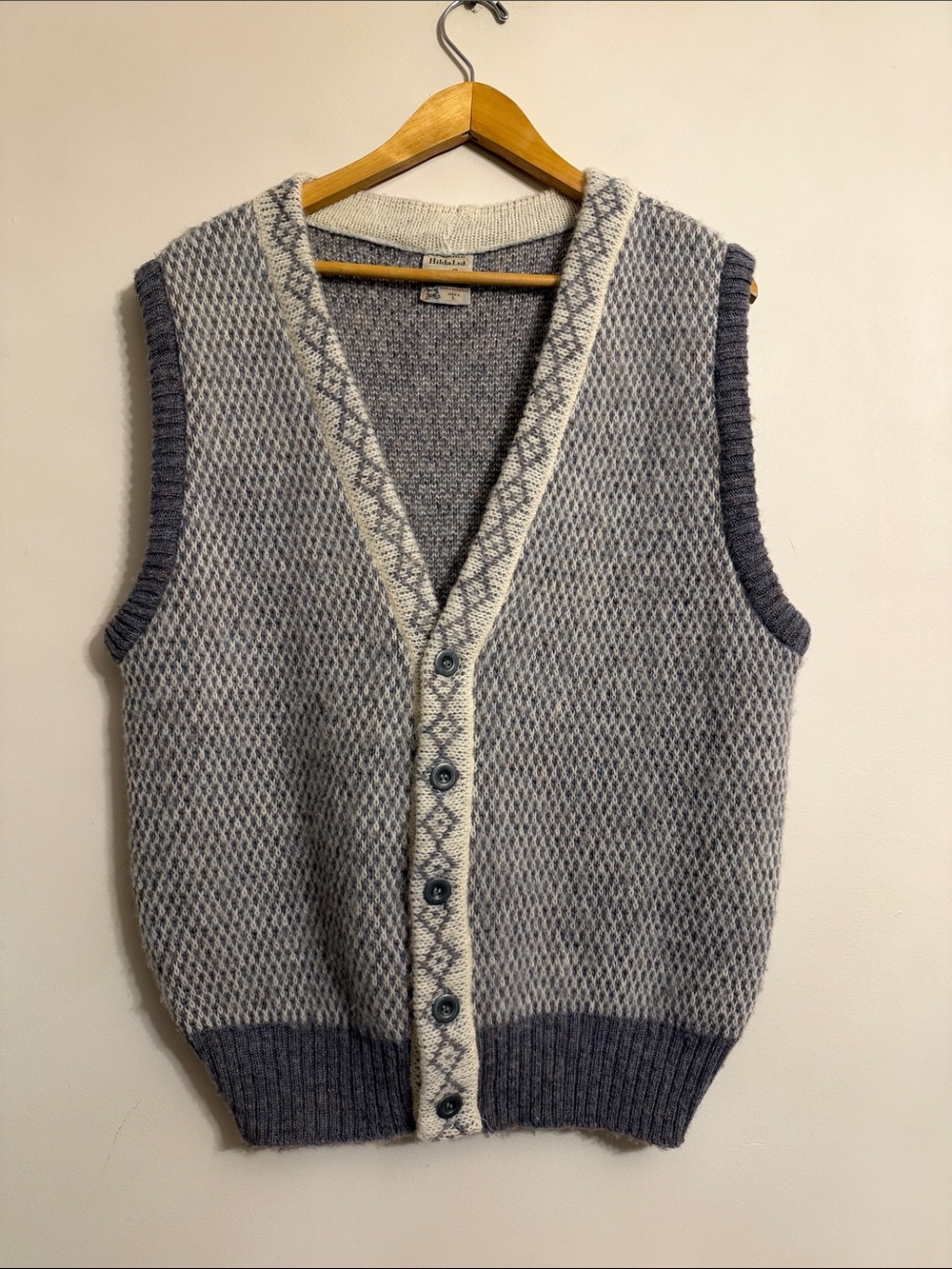 Vintage Hilda Ltd. Pure Icelandic Wool Men’s Sweater Vest Size L Nordic Knit